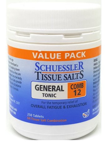 Schuessler Tissue Salts Comb 12 General Tonic 250 Chewable Tablets